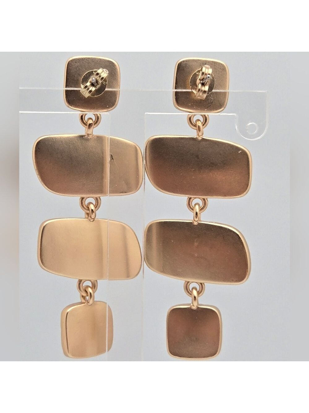 Banana Republic Factory Labradorite Tiered Drop Earrings Gold Tone - Picture 9 of 11